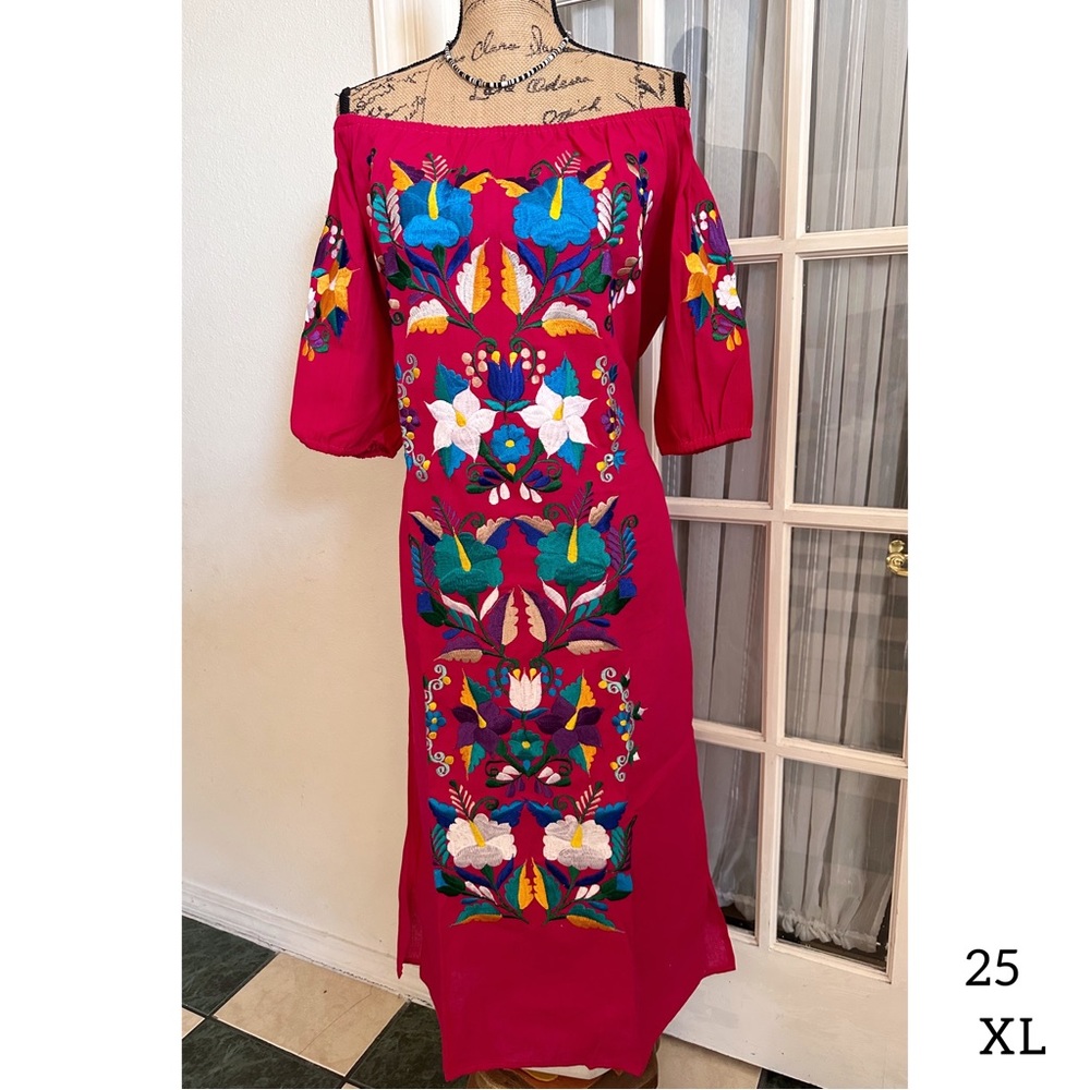 Mexican Embroidered Fiesta Midi Dress